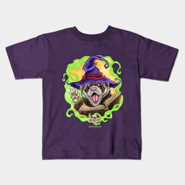 Witch Ferret Kids T-Shirt by SierraTiegsArt